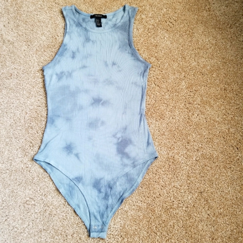 Ribbed tank bodysuit high neck size small